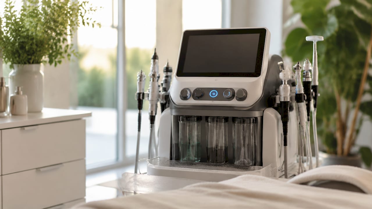 Must-have Beauty-Behandlungsgeräte 2026 2 Detailansicht eines HydraFacial-Geräts in der Behandlungsnische