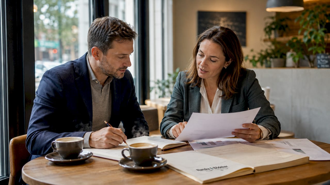 Zwei Fachleute tauschen sich über flexible Personaleinsatzmodelle aus.