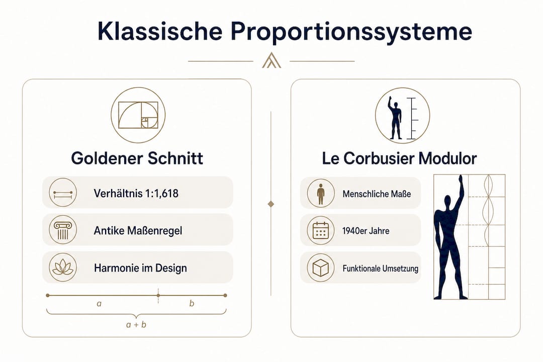 Infografik: Goldener Schnitt und Modulor – Wie harmonische Proportionen den Hausbau beeinflussen