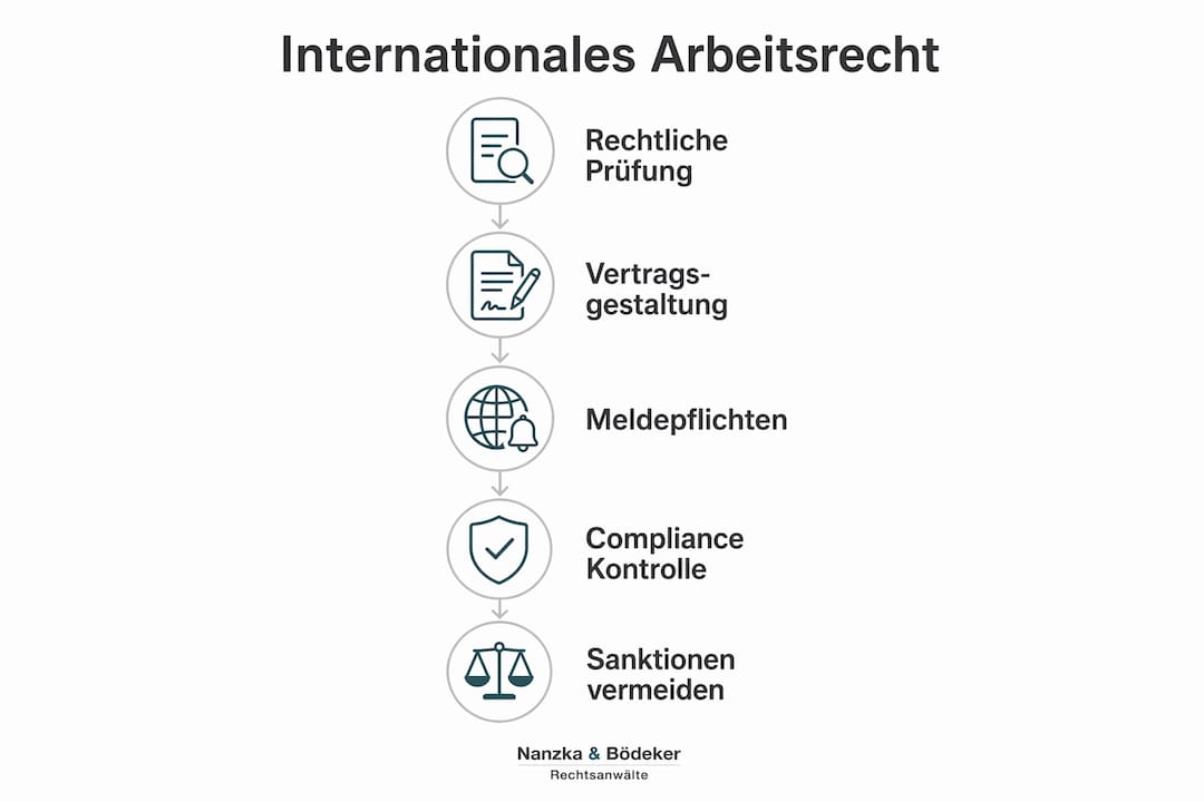 Übersichtsgrafik: So läuft das internationale Arbeitsrecht ab