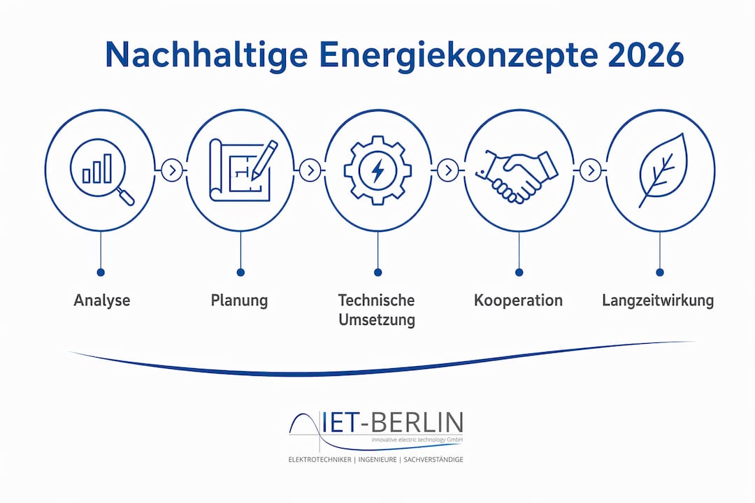 Ablaufplan für nachhaltige Energielösungen – Infografik mit allen Schritten im Überblick