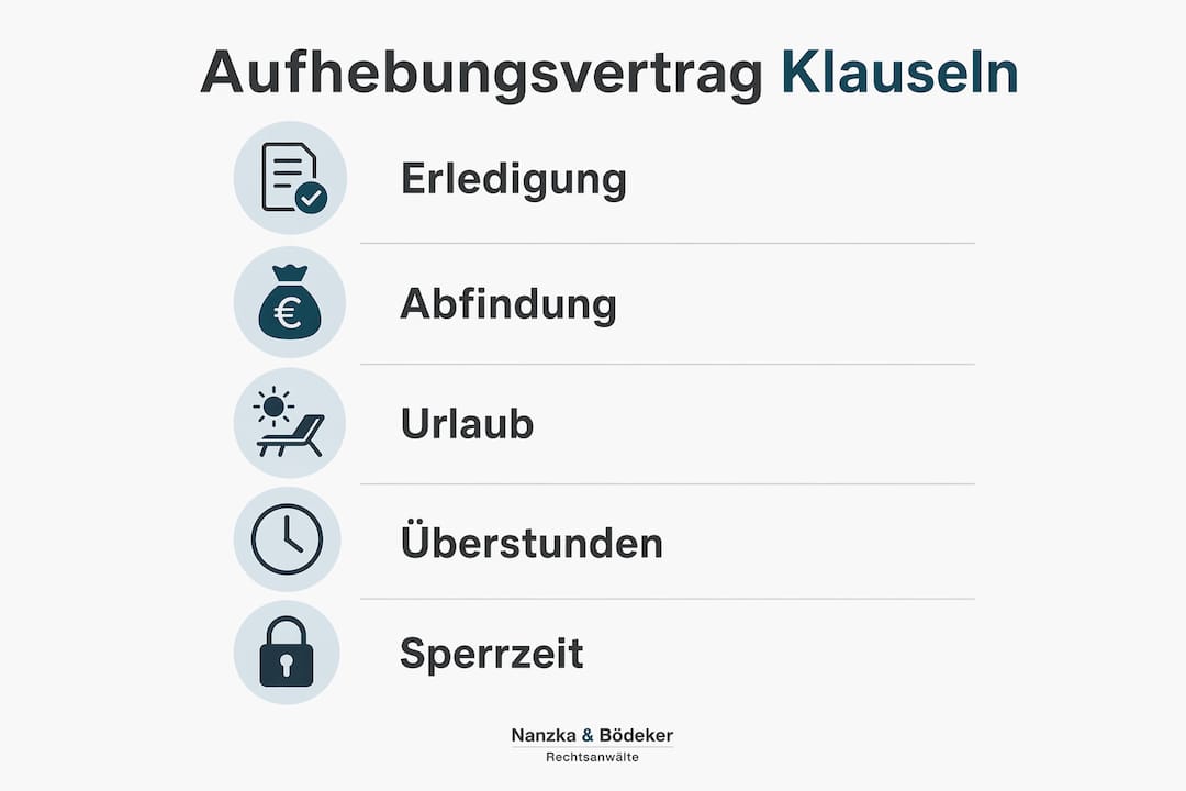 Übersicht: Die wichtigsten Regelungen im Aufhebungsvertrag auf einen Blick