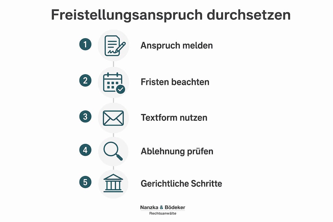 Grafik: So setzen Sie Ihren Anspruch auf Freistellung Schritt für Schritt durch