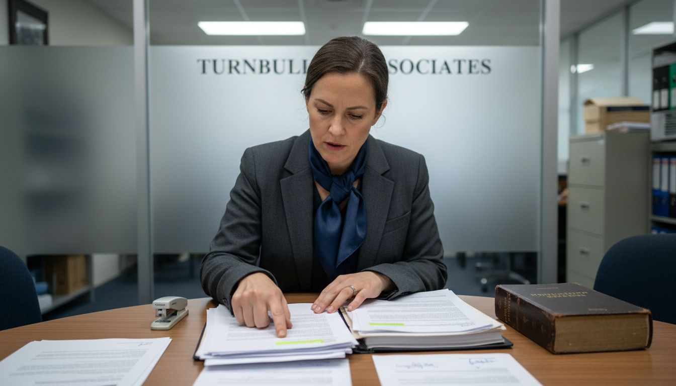 Lawyer reviews property loan legal paperwork