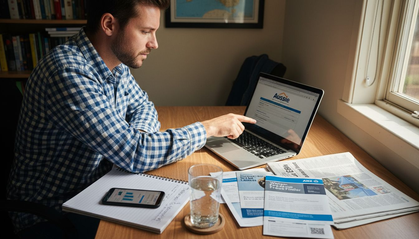 Man compares home loan options at desk