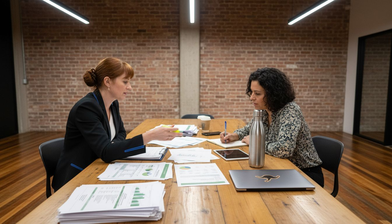 Women reviewing sustainable finance documents