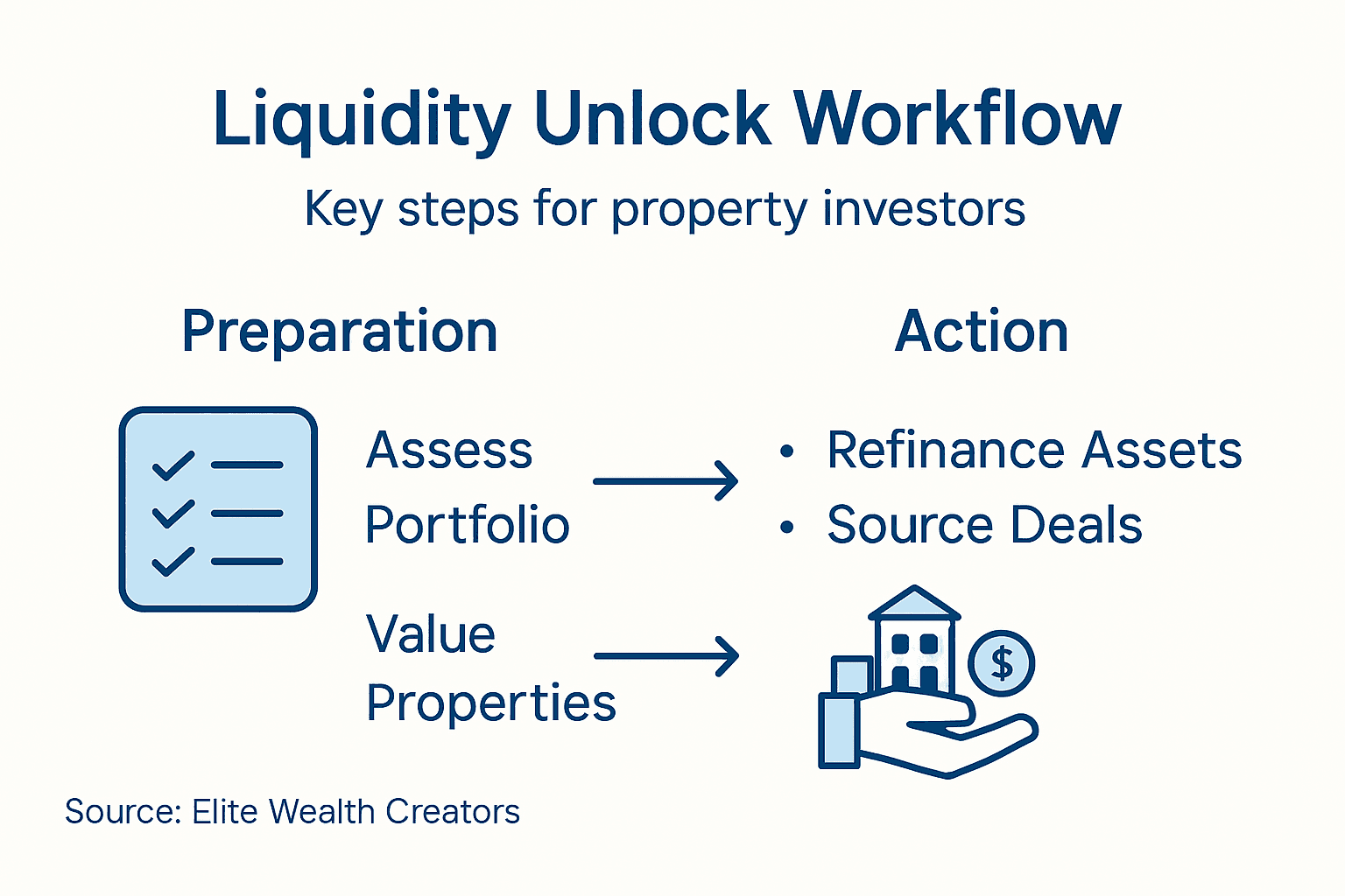 Infographic outlining property investment liquidity workflow