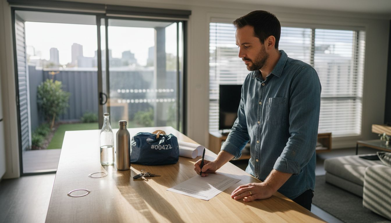 Man evaluating property with checklist