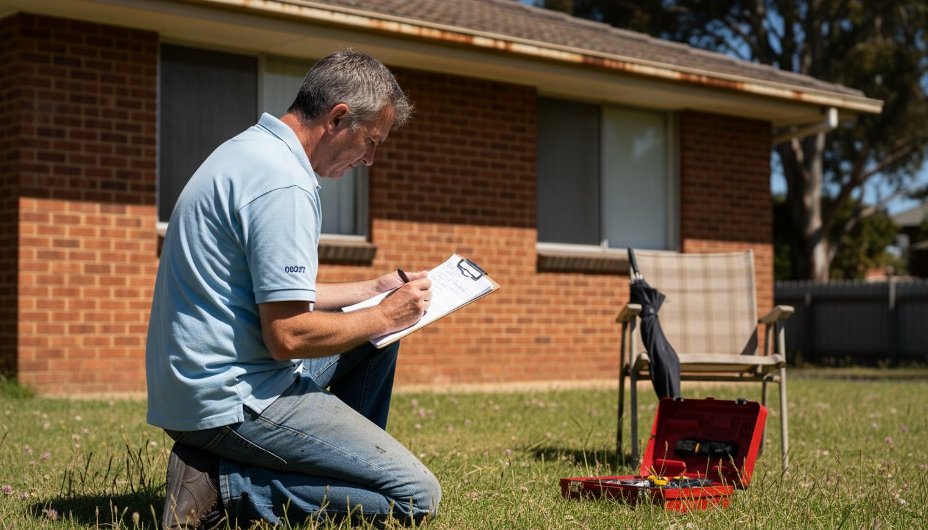 Inspector examines Australian property exterior