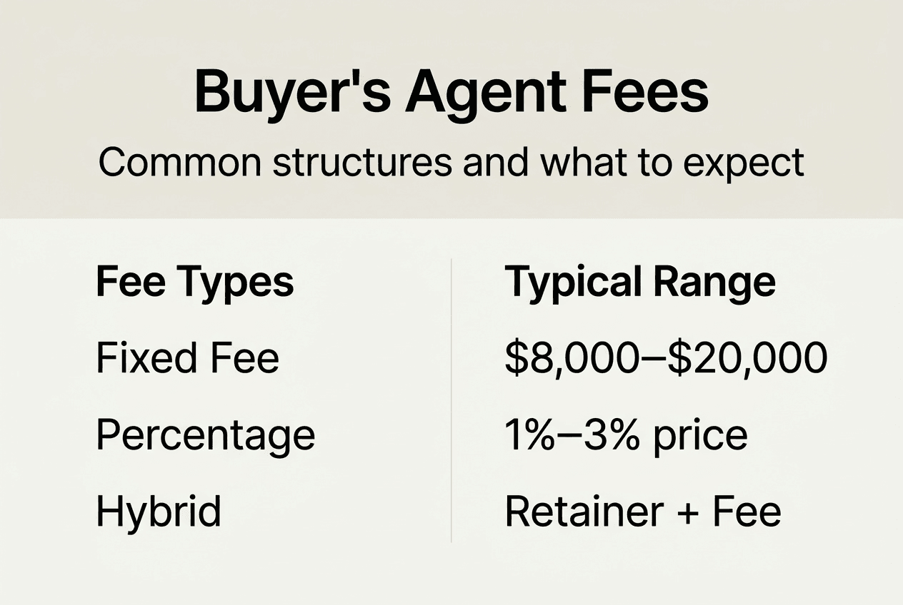 Infographic comparing buyer's agent fee structures