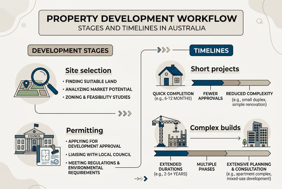 Infographic of development stages and timelines