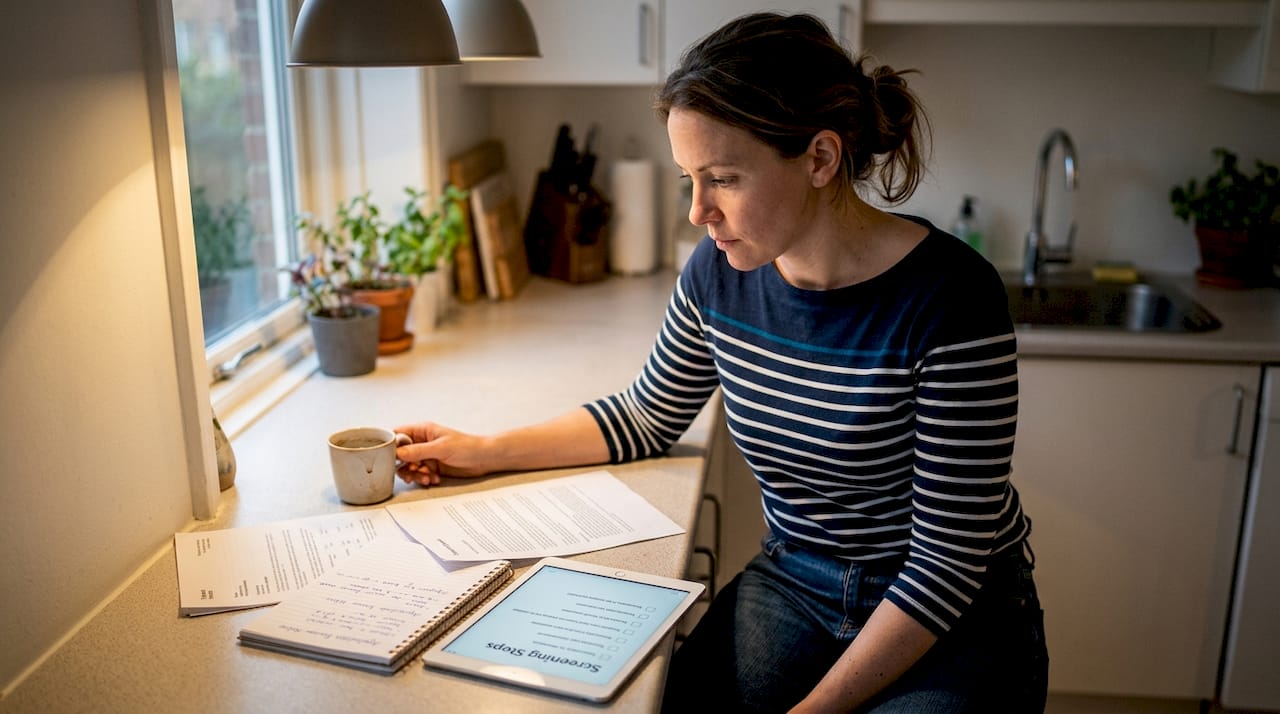 Landlord reviewing tenant screening paperwork