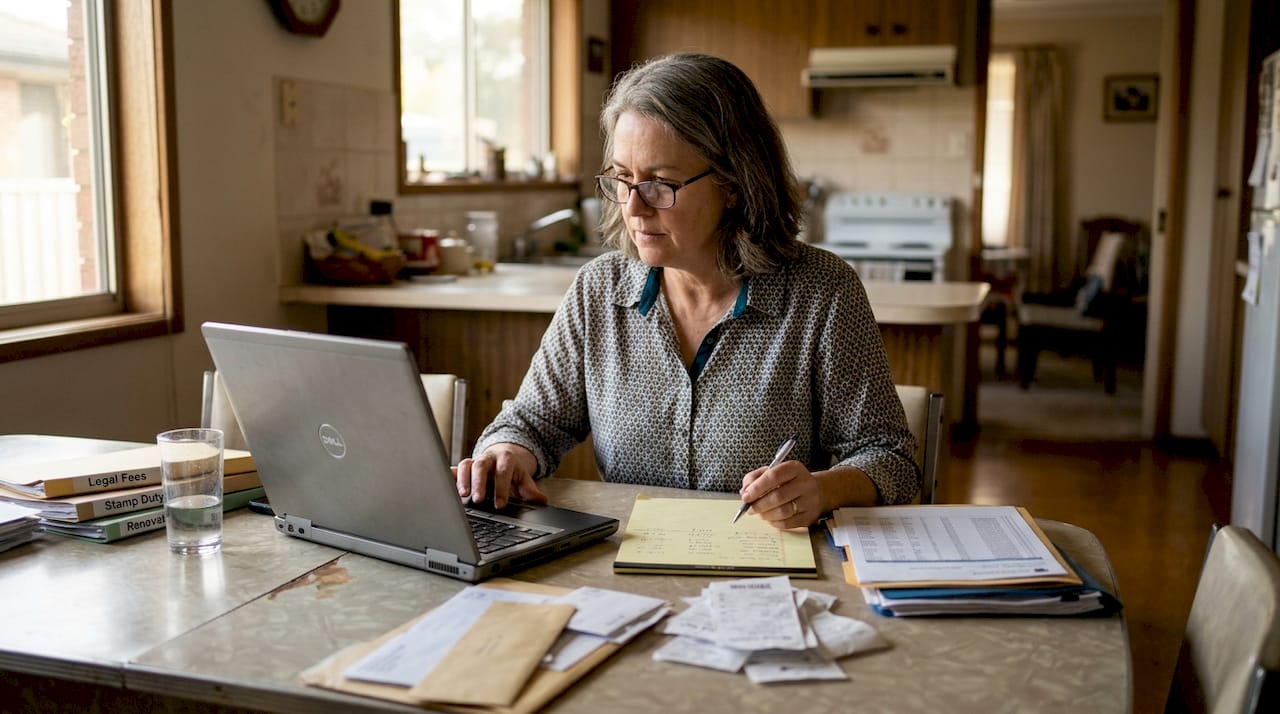 Accountant calculating property flipping costs