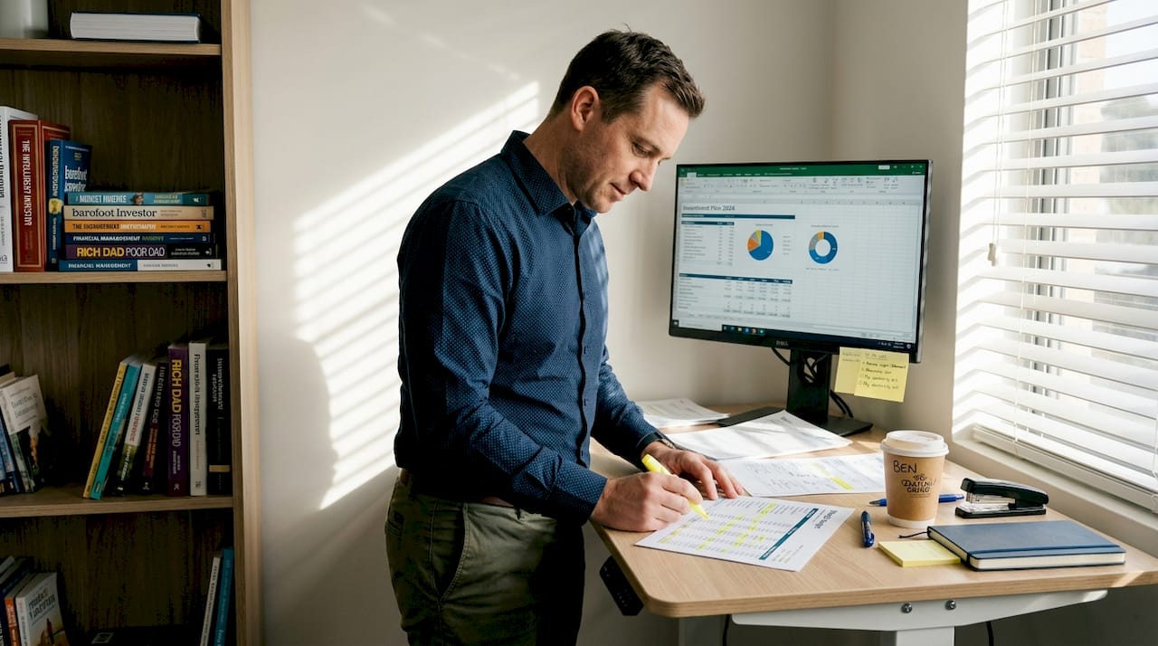 Man reviewing real estate investment plans