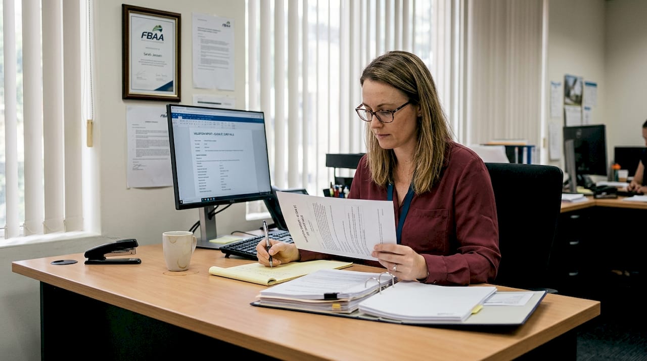 Loan officer reviews property valuation paperwork
