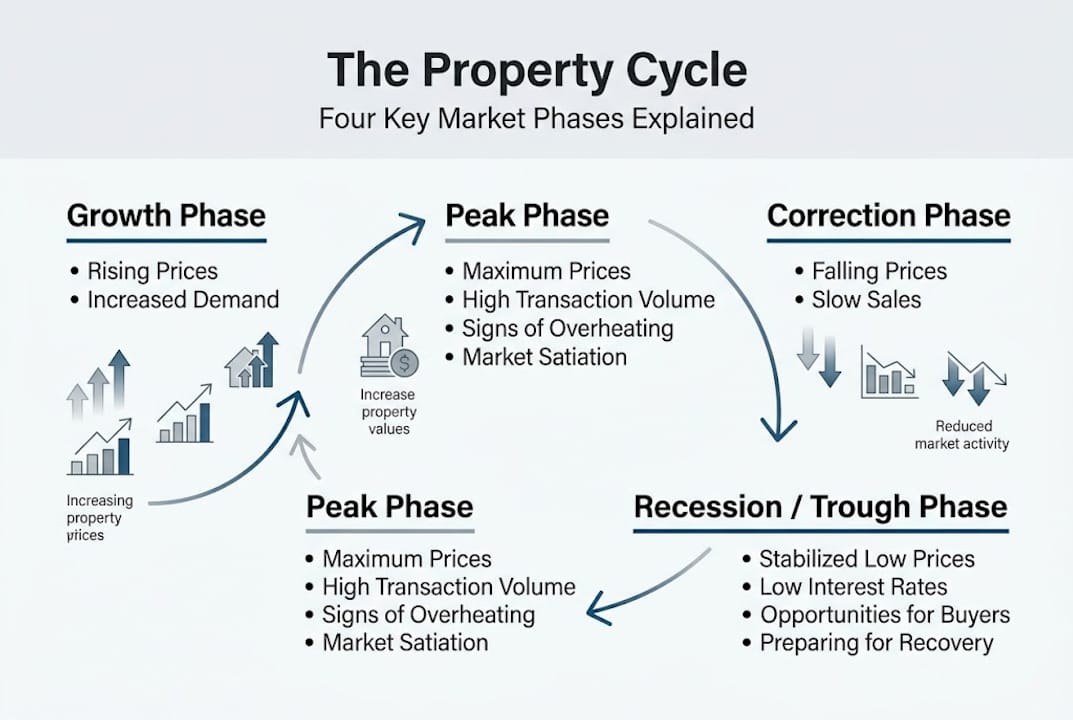 Infographic showing property cycle stages