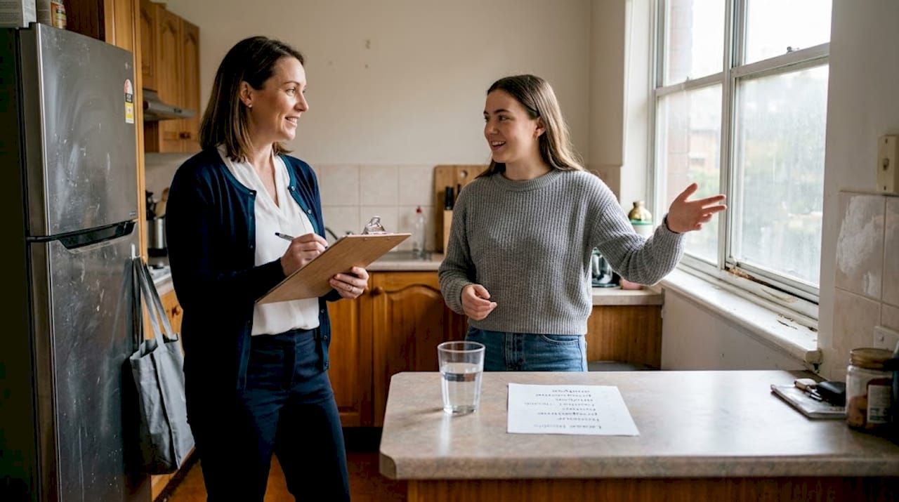Property manager discussing repairs with tenant
