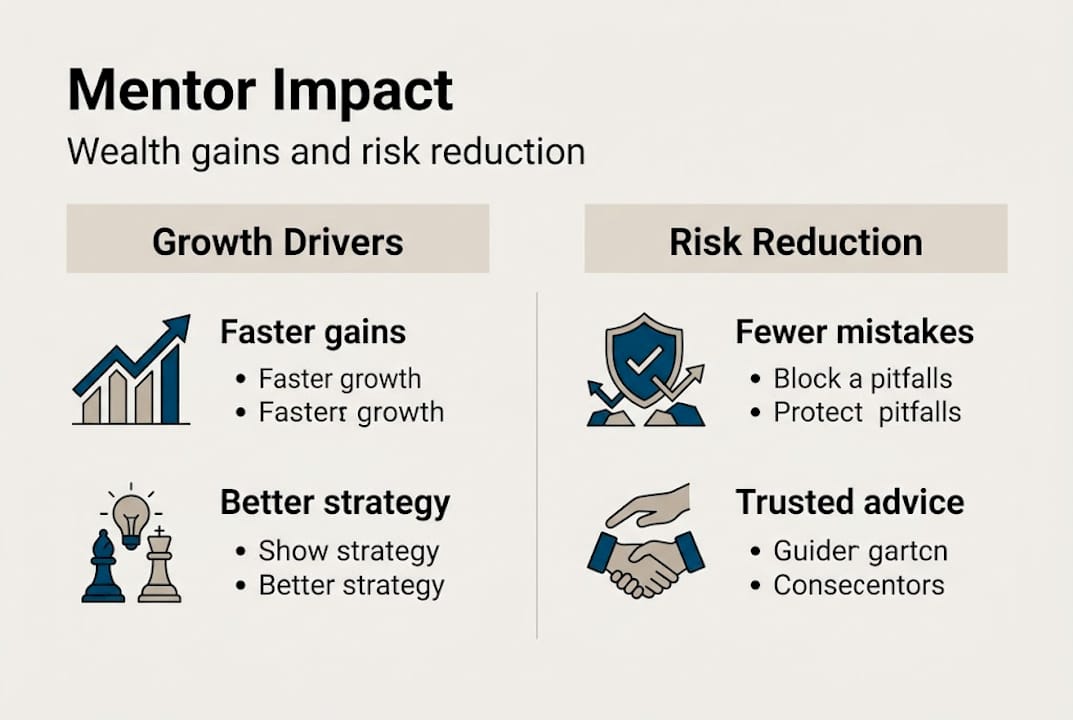 Infographic showing mentor-driven gains and risk reduction