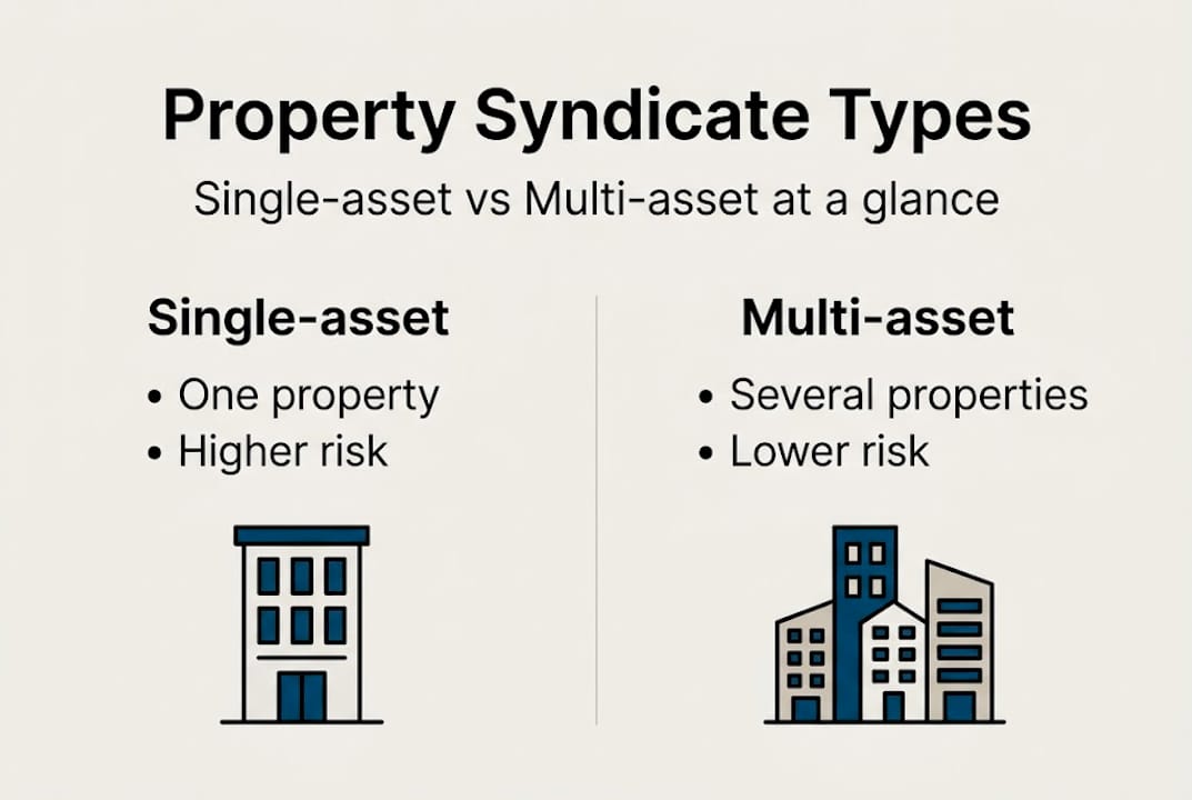 Infographic comparing single and multi-asset syndicates