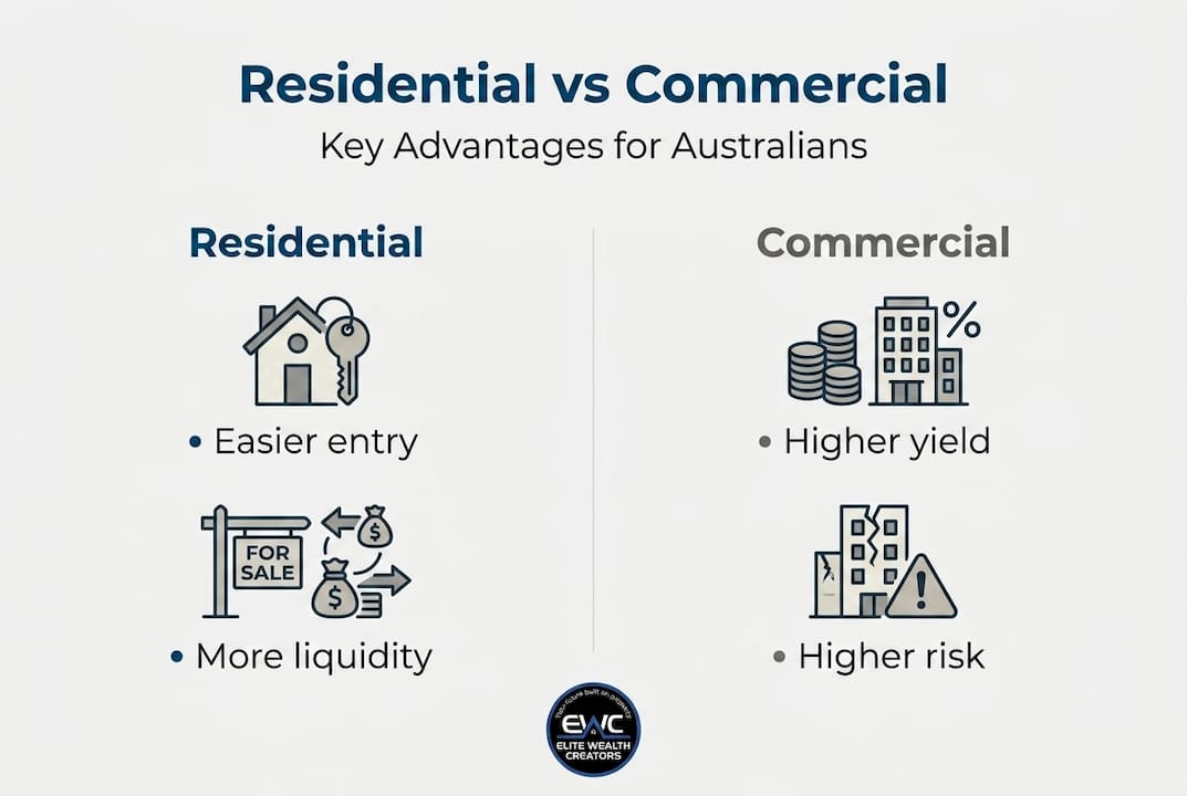 Infographic comparing residential and commercial property