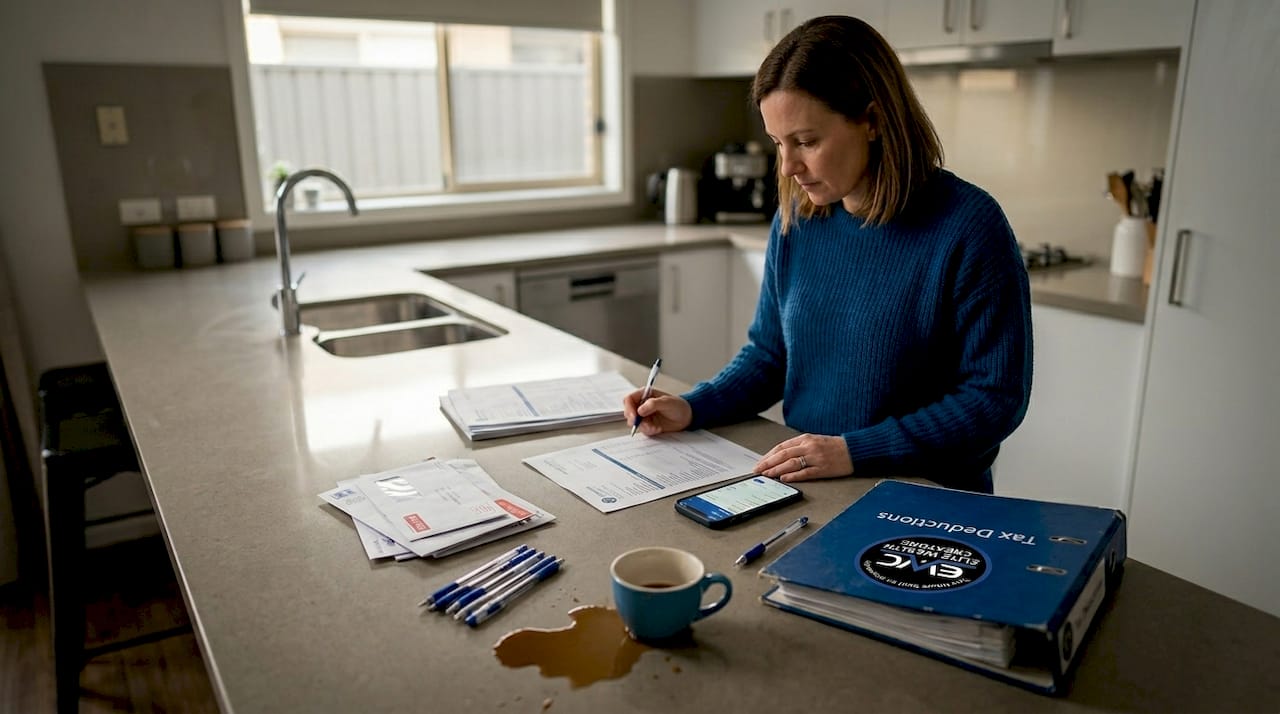 Landlord checking rental income documents