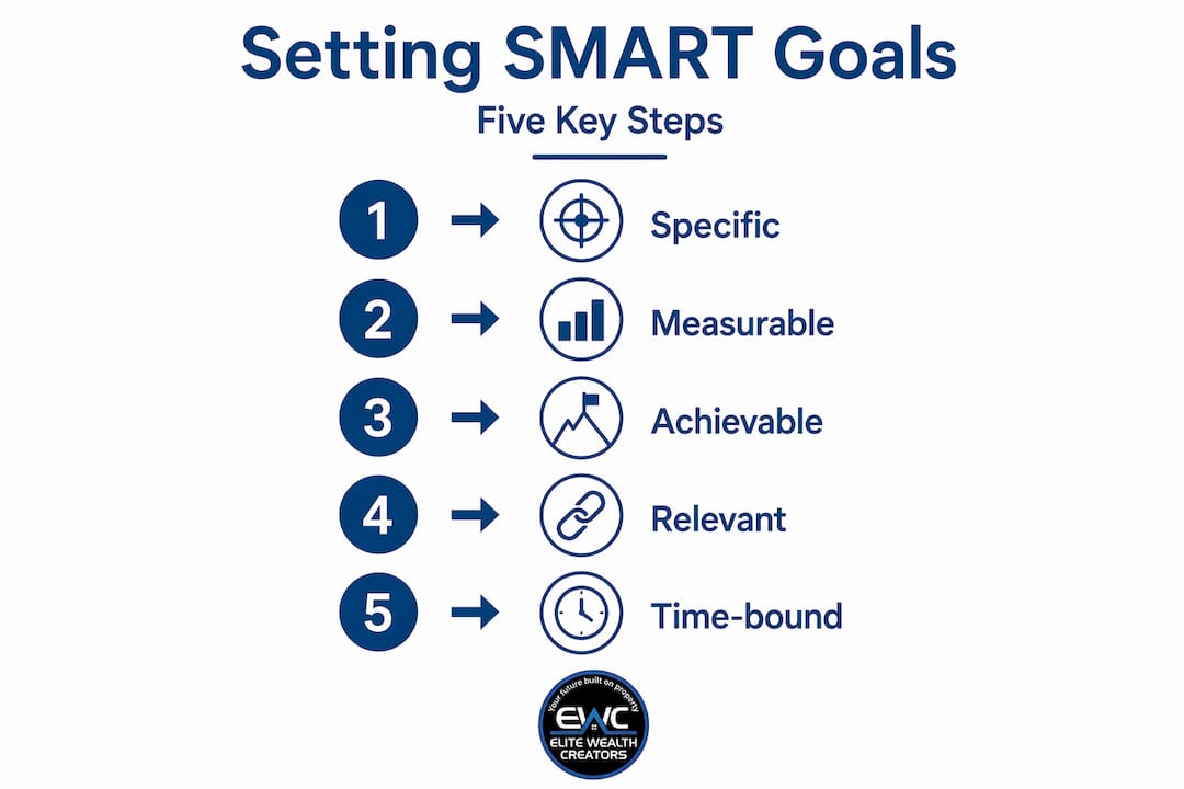 Infographic with SMART goal five step process