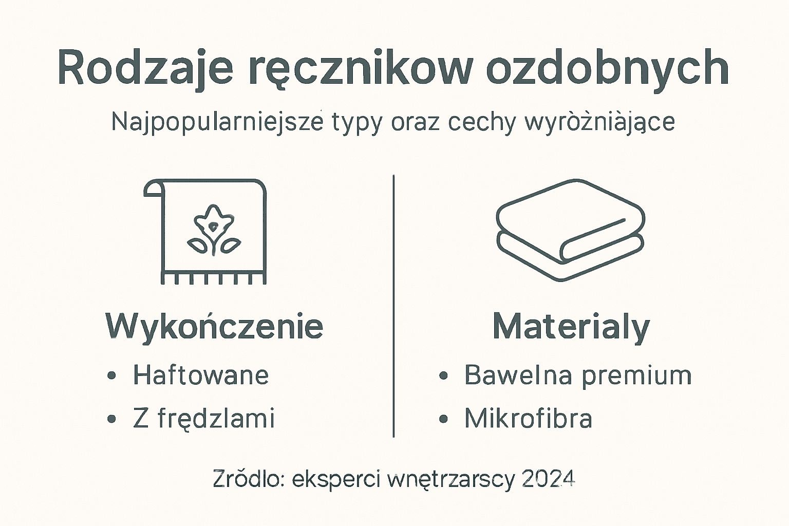 Przegląd rodzajów i najważniejszych cech dekoracyjnych ręczników – infografika
