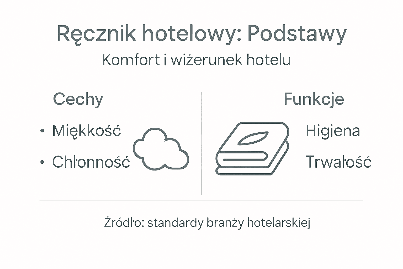 Infografika przedstawiająca najważniejsze właściwości i zastosowania hotelowego ręcznika