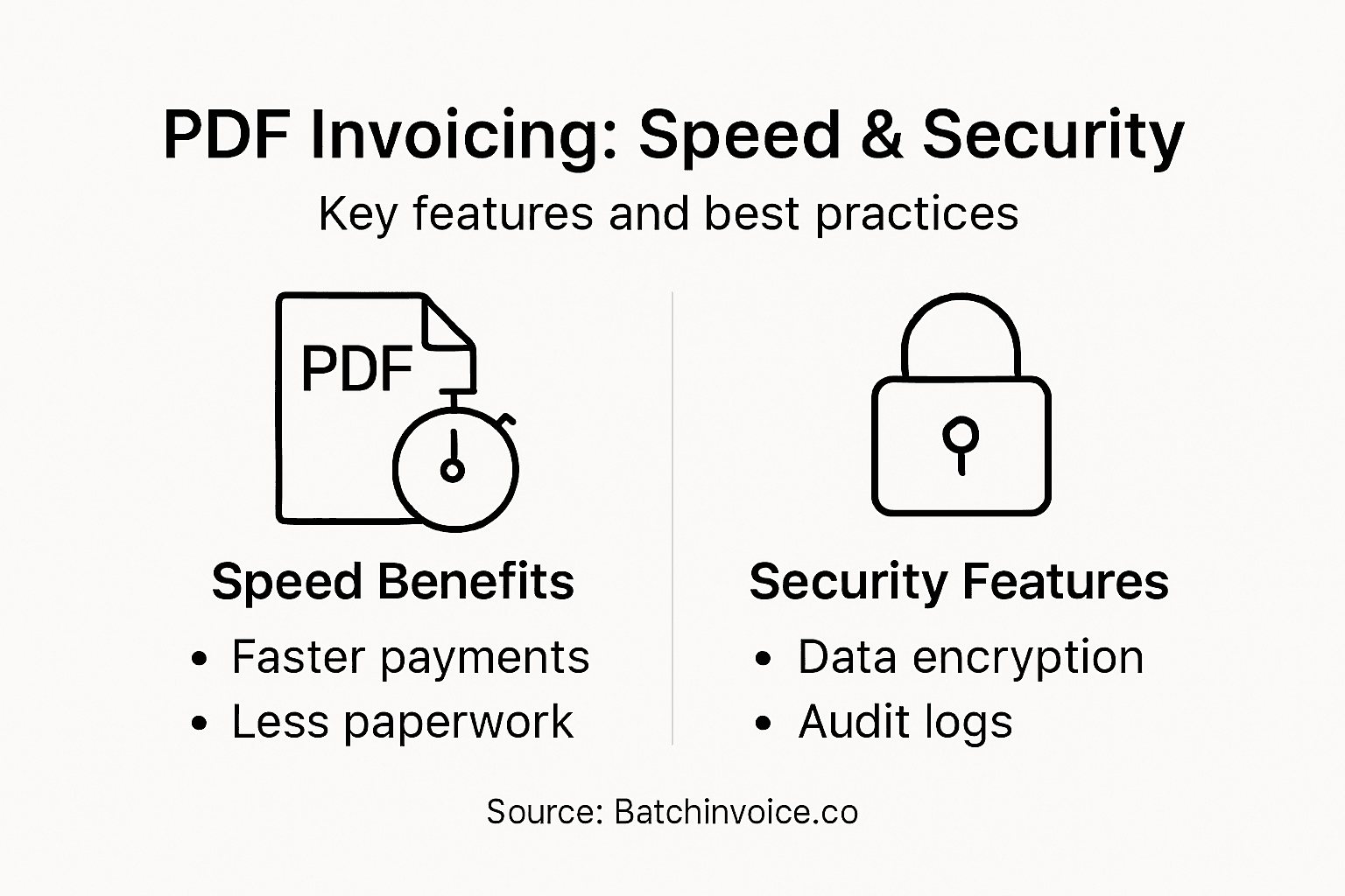 Infographic of PDF invoicing speed and security features