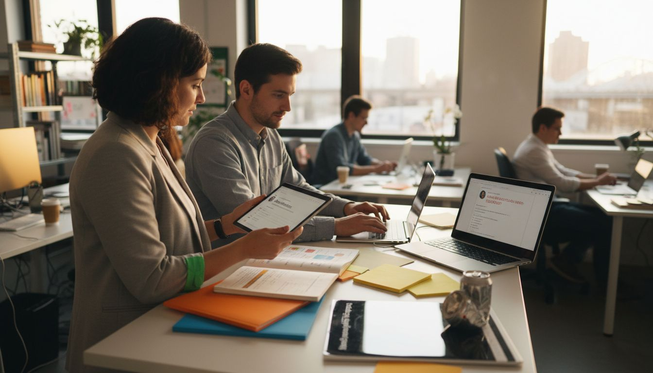 Team managing social media for e-commerce brand