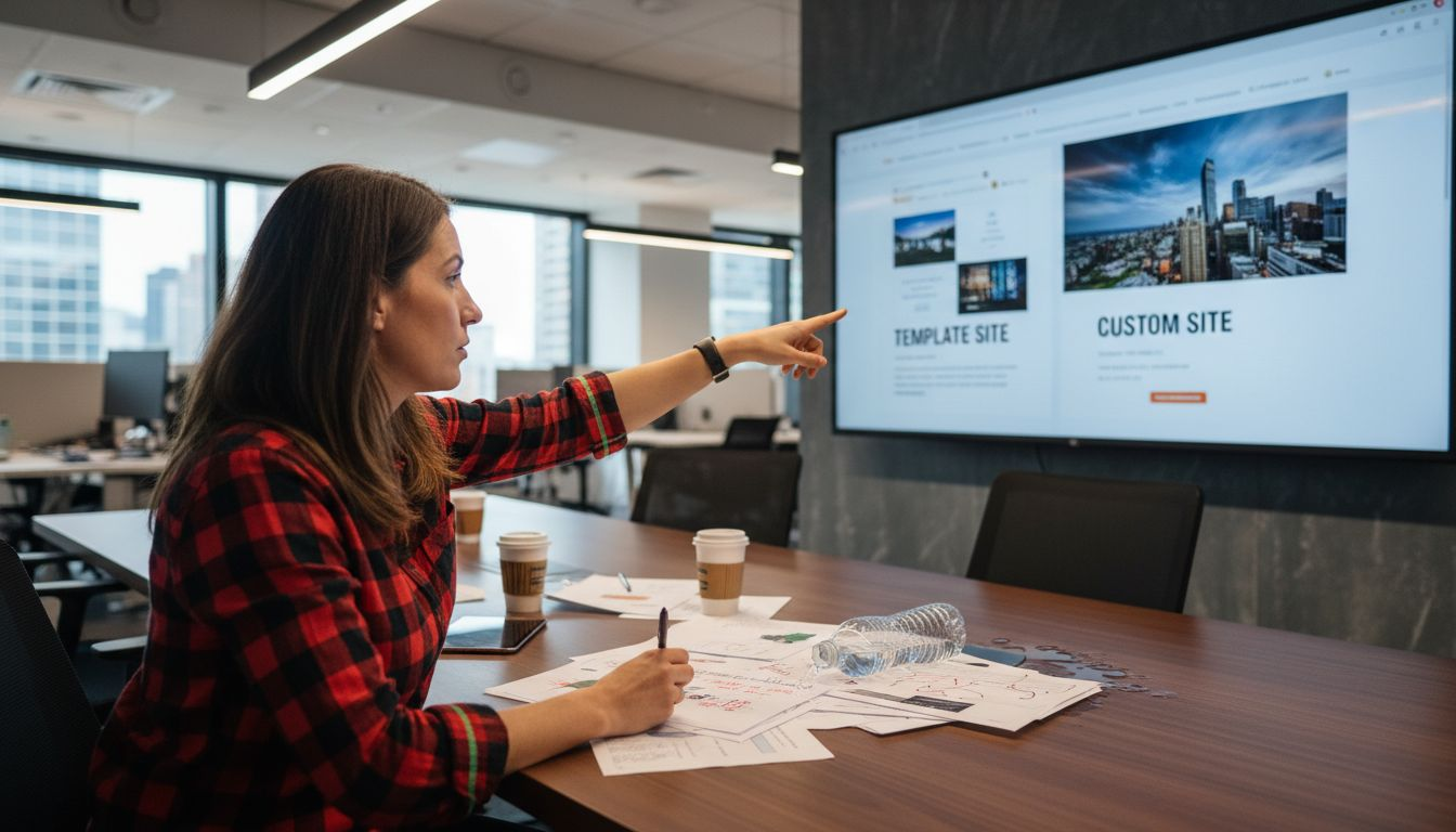 Manager comparing template and custom websites