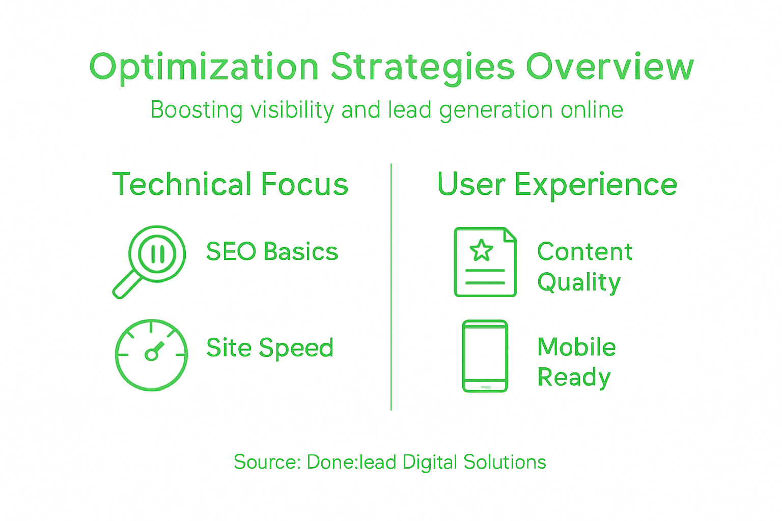 Infographic showing website optimization strategies
