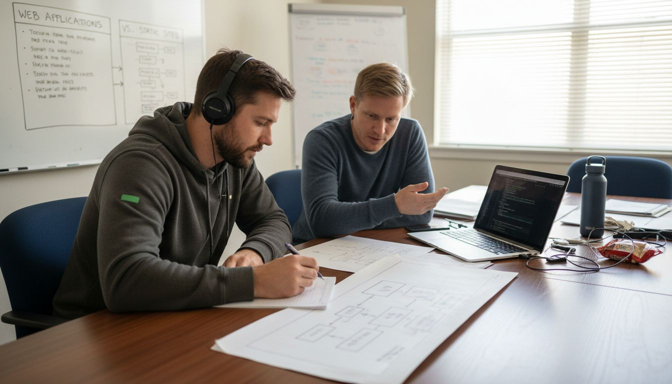 Developers analyzing web app vs static site