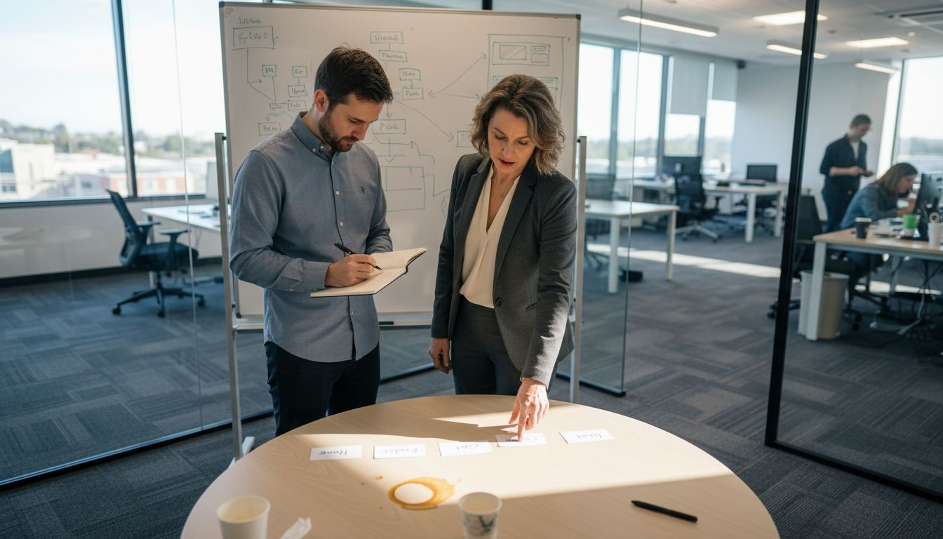 Team mapping ecommerce site layout with cards