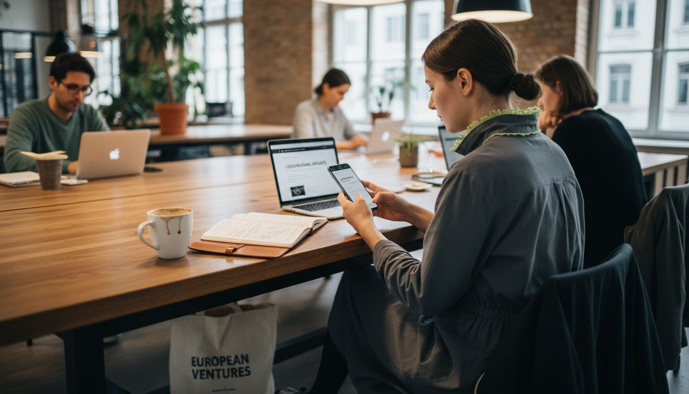 Businesswoman reviews mobile site speed