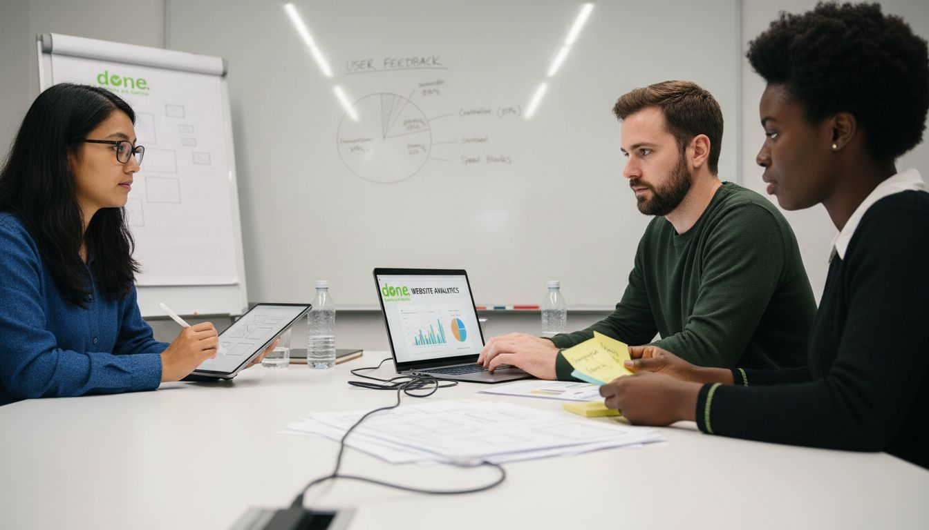 Team collaborating on iterative website design