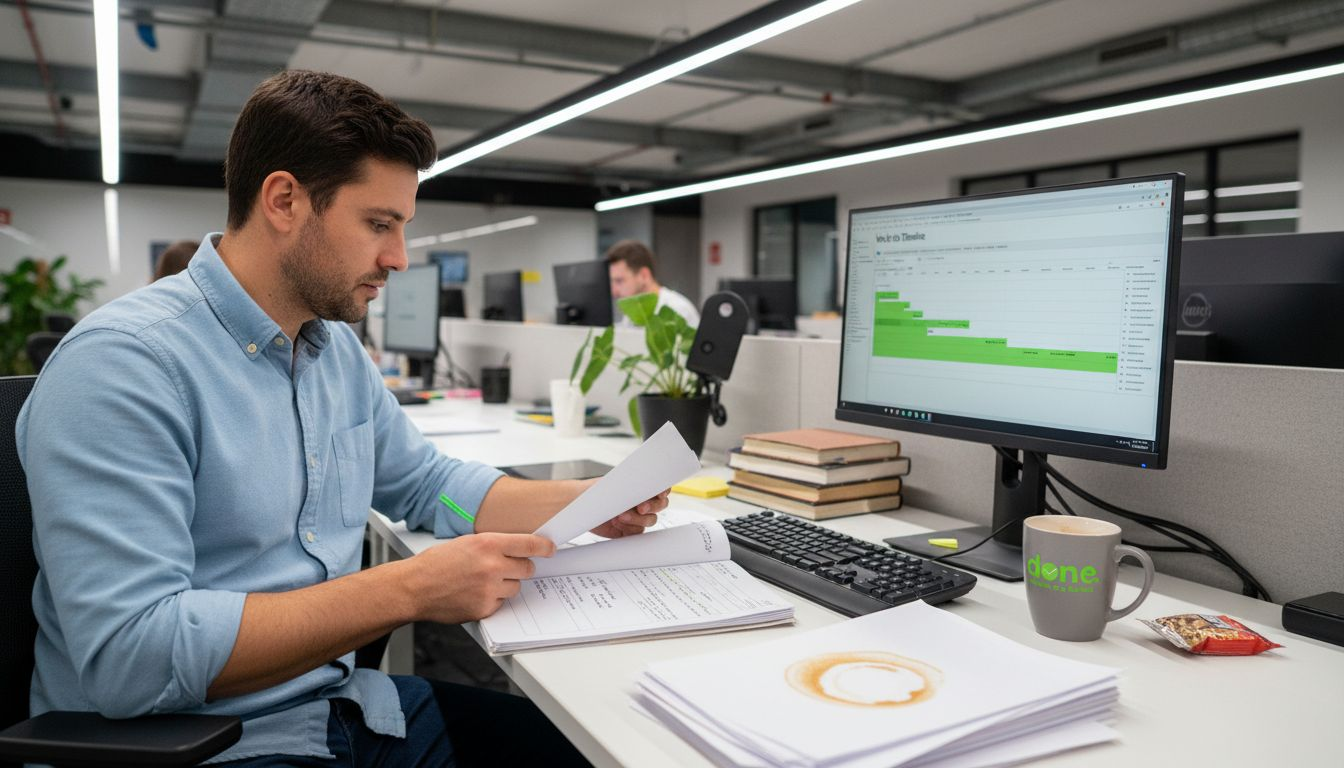 Developer reviewing Waterfall method project plan