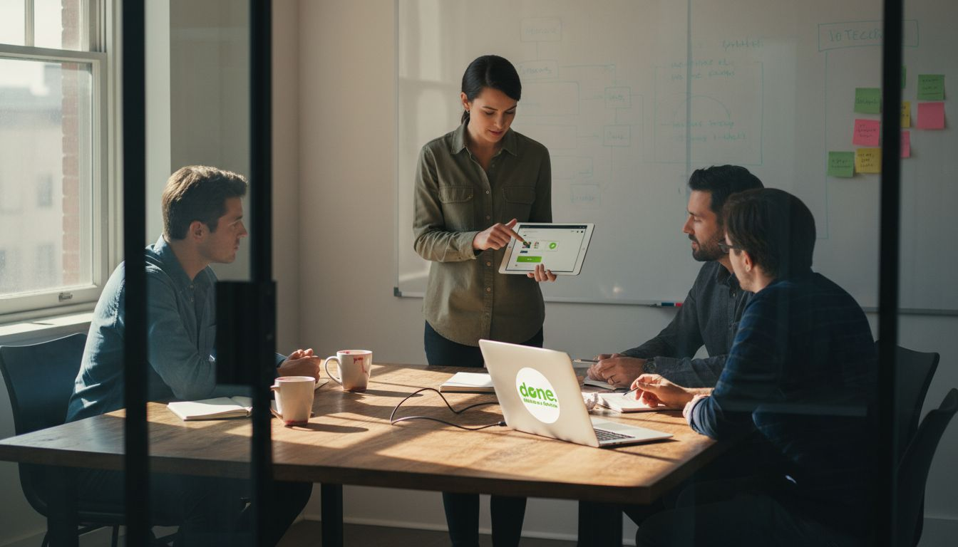 UX specialist showing web micro-interactions to team