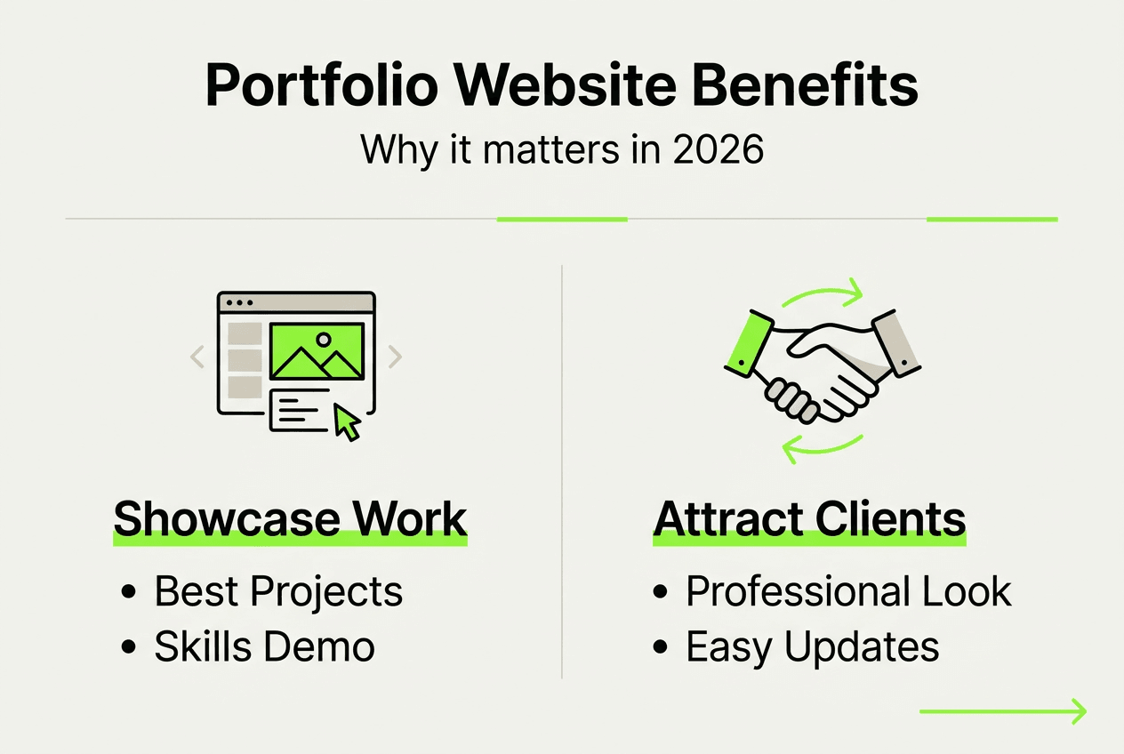 Infographic showing portfolio website benefits