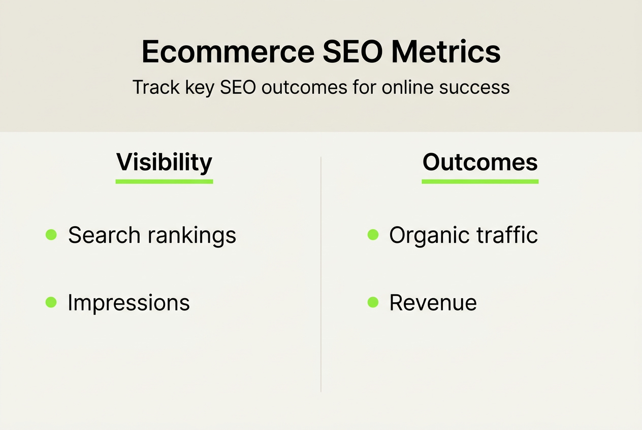 Infographic showing ecommerce SEO metrics