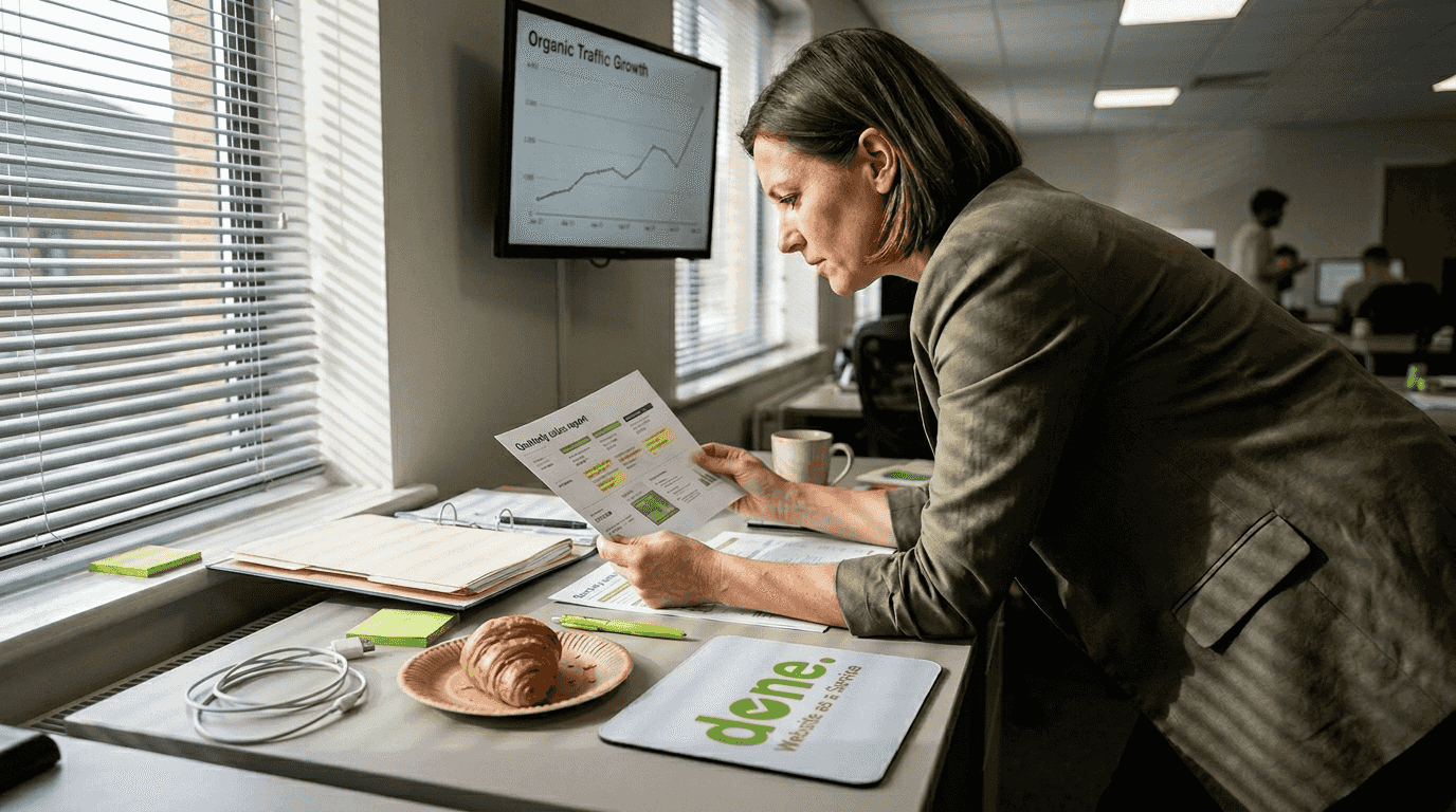 Ecommerce manager reviews organic sales report