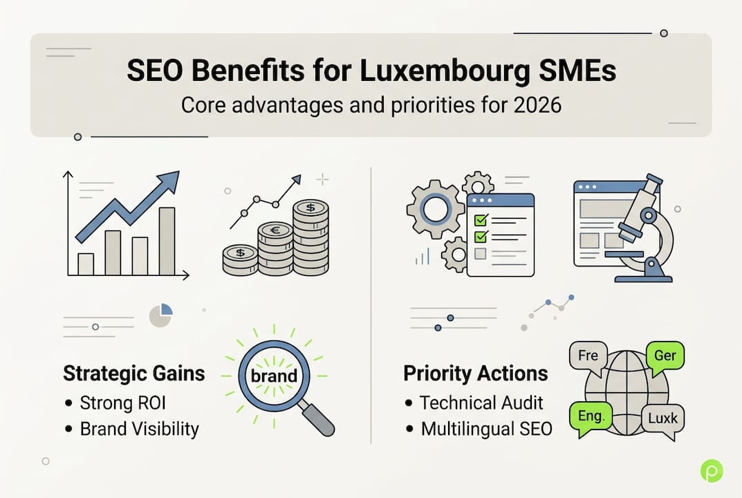 Infographic on SEO benefits for Luxembourg SMEs
