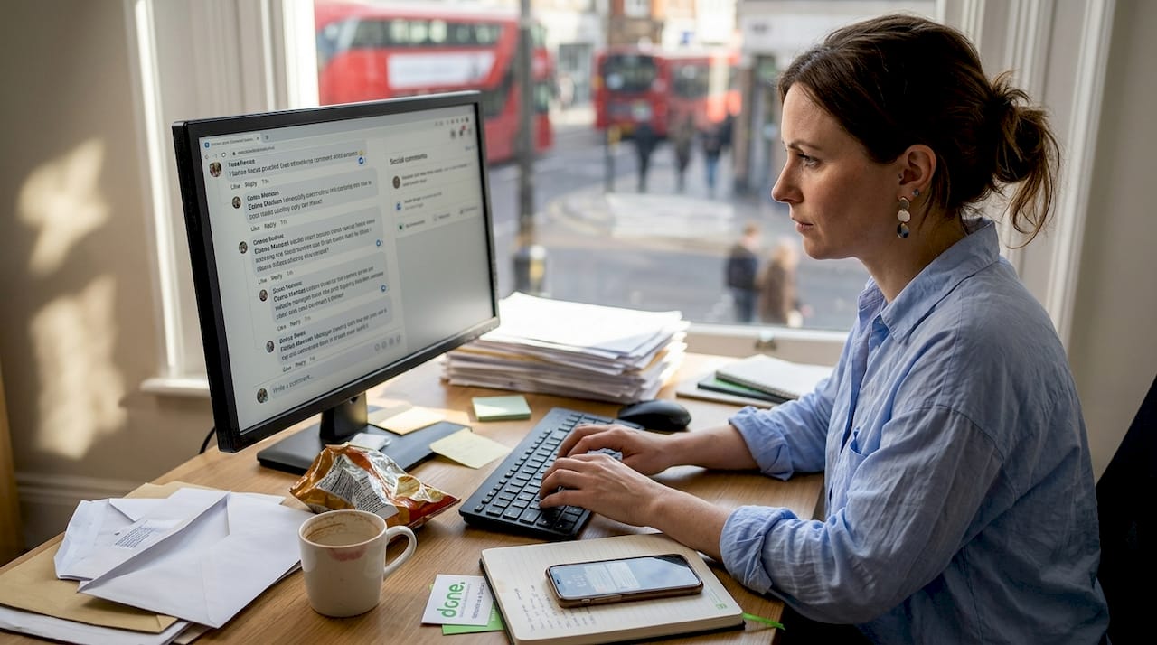 Manager replying to customer social comments