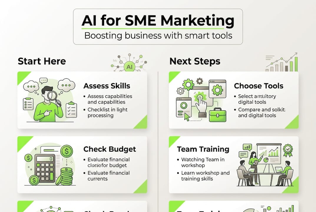 Infographic summarizing AI adoption steps for SMEs