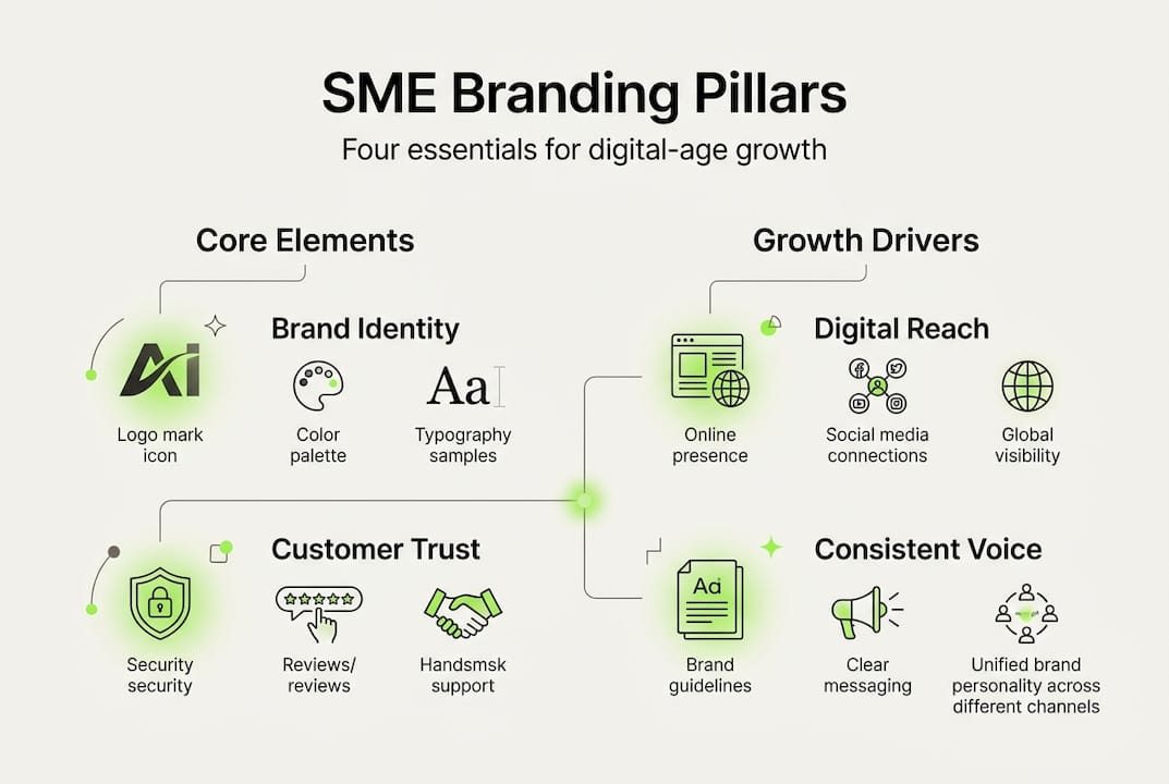 Infographic of four branding pillars for SMEs