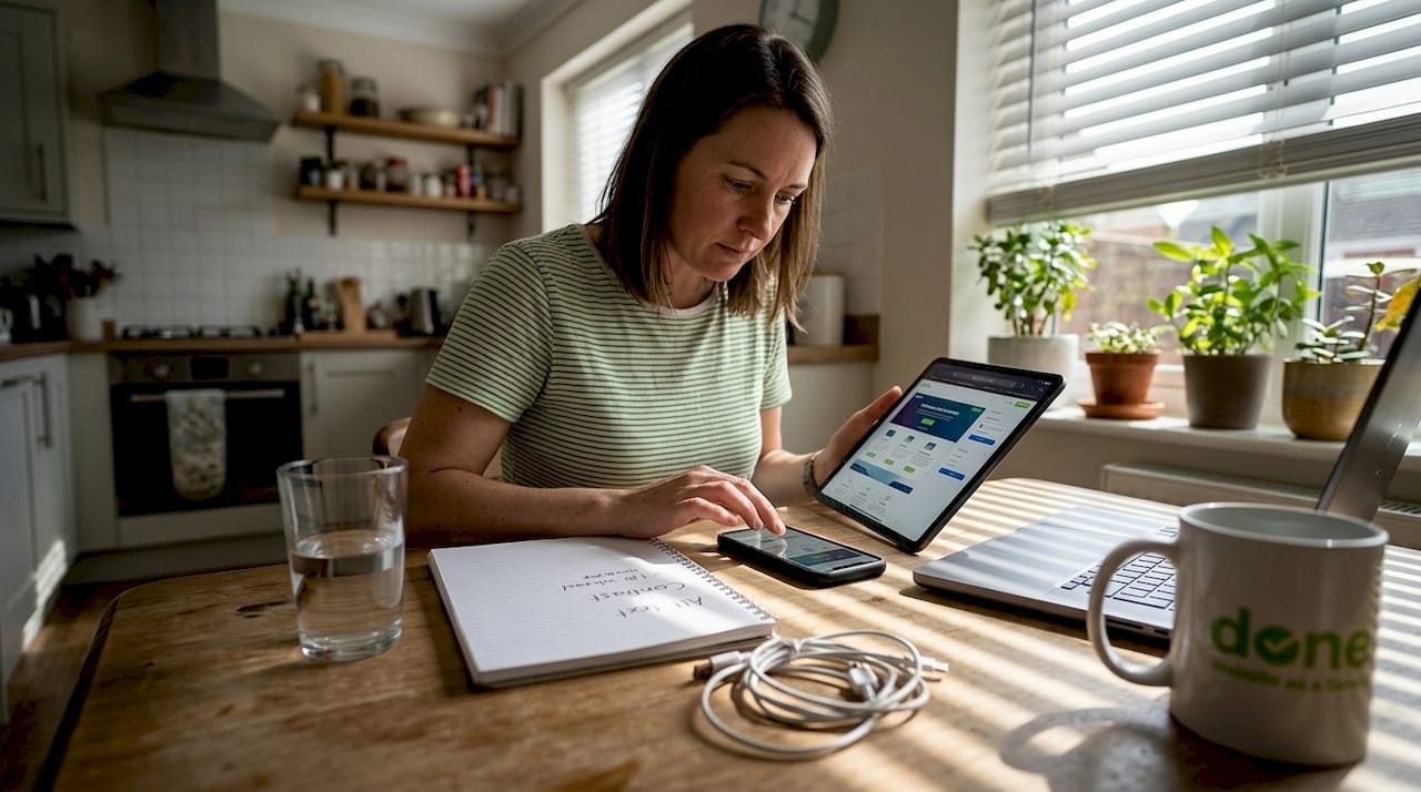 Designer tests website on tablet and phone