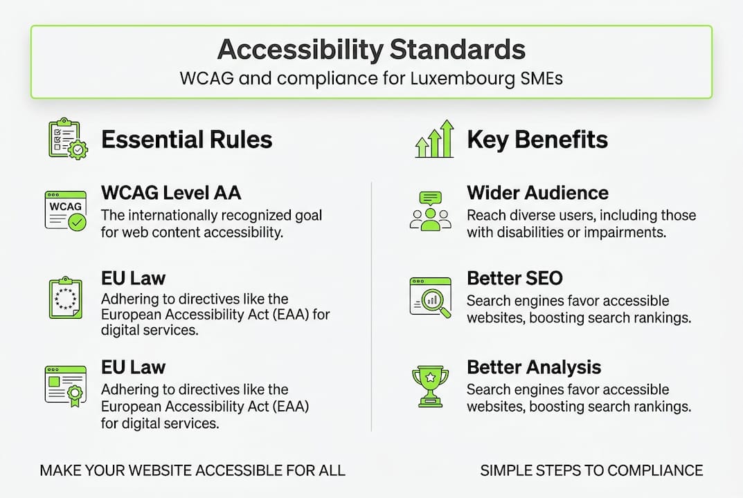 Infographic showing SME web accessibility standards and benefits