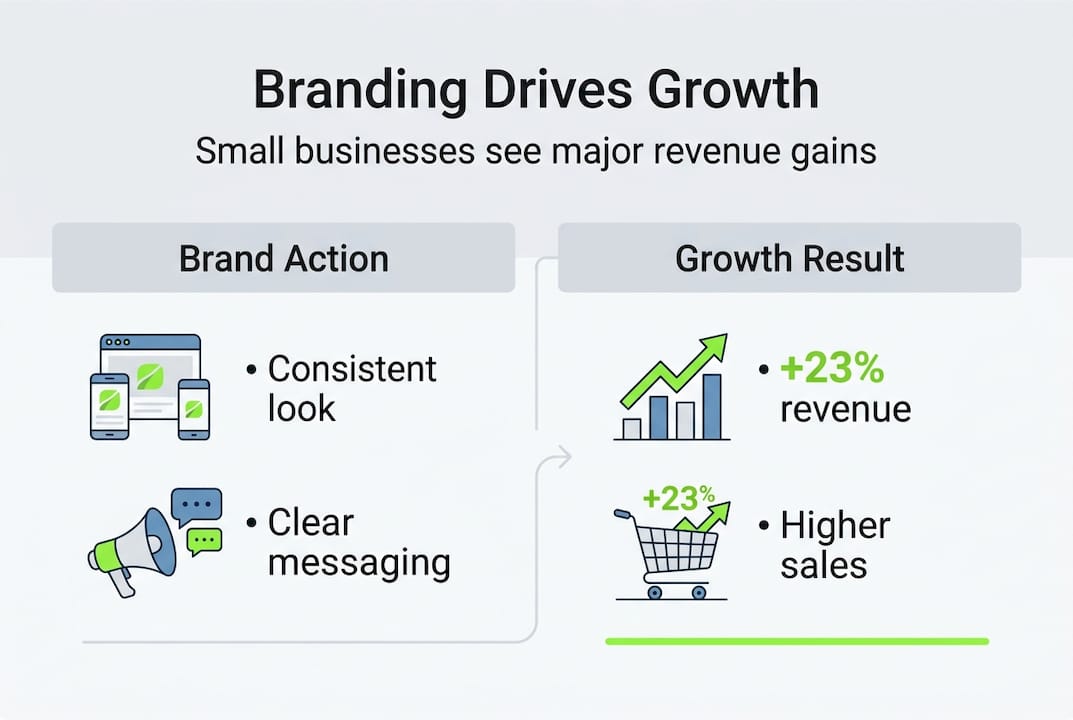 Infographic showing branding actions and growth impact