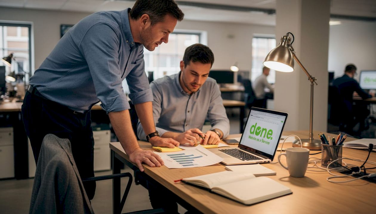 Team reviewing productivity and compliance charts