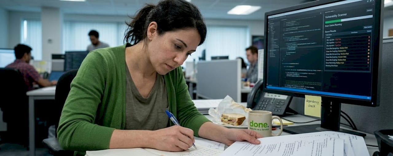 Tester reviewing code for security flaws